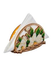 Bead Embroidery Kit Tissue Holder with a white flowers, LK-531. Fast DIY Kit ( beads , thread, needle, plywood base included)