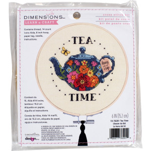 Counted Cross Stitch Kit 2 Pack 6" Round-Tea Time, Dimensions, 72-76291