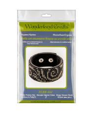 Kit for embroidery with beads on piece leather Bracelet (3x22cm) FLBB-041 Black