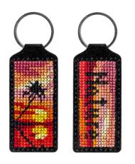 Embroidery Stitch Kit faux leather keychain, HL-001. Fast DIY Kit