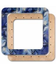 Extra Big Hoop with magnetic holders from plywood for Embroidery and Cross stitching, gray-blue marble color, 7.5x7.5 IN