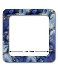 Extra Big Hoop with magnetic holders from plywood for Embroidery and Cross stitching, gray-blue marble color, 7.5x7.5 IN