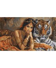 Cross Stitch Kit Luca-S Gold - The Indian Princess and The Royal Tiger, BU5060