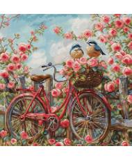 Cross Stitch Kit Luca-S Gold - Bicycle with Roses , BU5061