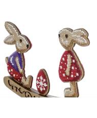 Bead Embroidery Kit Easter Decoration Rabbits, LK-438. Fast DIY Kit