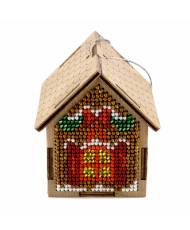 Bead Embroidery Kit On Wood, Santas House 1, LK-556