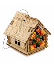 Bead Embroidery Kit On Wood, Fall House, LK-557