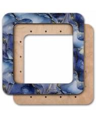 New color Hoop with magnetic holders from plywood for any type Embroidery and Cross stitching, gray-blue marble