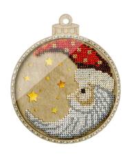 Bead Embroidery Kit on Wood, Moon Santa, LK-365