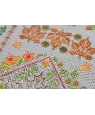 Counted Cross Stitch Autumn Symphony sampler Tela-Artis X-020, Evenweave Fabric, hand-dyed DMC muslin, melange