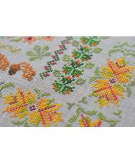 Counted Cross Stitch Autumn Symphony sampler Tela-Artis X-020, Evenweave Fabric, hand-dyed DMC muslin, melange