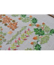 Counted Cross Stitch Autumn Symphony sampler Tela-Artis X-020, Evenweave Fabric, hand-dyed DMC muslin, melange