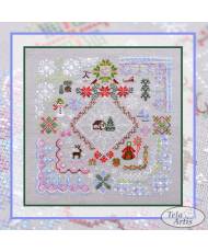 Counted Cross Stitch Winter Symphony sampler Tela-Artis X-025, Evenweave Fabric, hand-dyed DMC muslin, melange