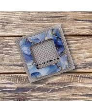 Hoop with magnetic holders from plywood for Embroidery and Cross stitching, gray-blue marble, 2.4"x2.4" IN (6x6 cm)