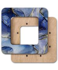 Hoop with magnetic holders from plywood for Embroidery and Cross stitching, gray-blue marble, 2.4"x2.4" IN (6x6 cm)