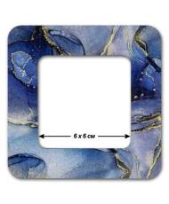 Hoop with magnetic holders from plywood for Embroidery and Cross stitching, gray-blue marble, 2.4"x2.4" IN (6x6 cm)