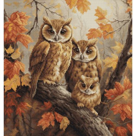 Cross Stitch Kit Luca-S - The Owls Family, BU5045