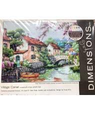 Counted Cross Stitch Kit 13"X10"-Village Canal, Dimensions, 70-35330