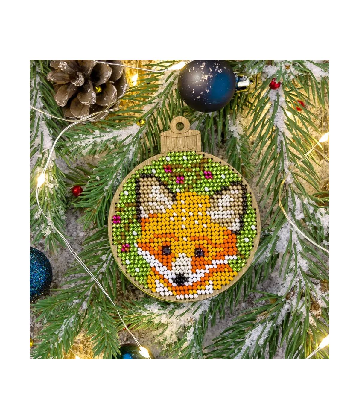 Bead Embroidery Kit on Wood, Fox, LK-308