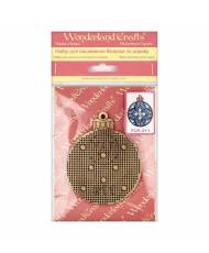 Bead Embroidery Kit on Wood, Blue ball ornament, LK-311