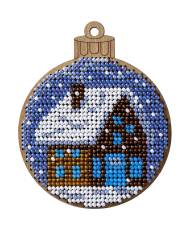 Bead Embroidery Kit on Wood, Winter House, LK-312