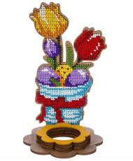 Bead Embroidery Kit Easter Decoration Egg holder Tulips, LK-329. Fast DIY Kit