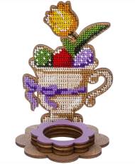 Bead Embroidery Kit Easter Decoration Egg Holder with Flowers, LK-330. Fast DIY Kit