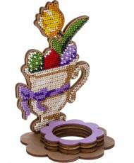 Bead Embroidery Kit Easter Decoration Egg Holder with Flowers, LK-330. Fast DIY Kit