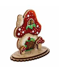 Bead Embroidery Kit On Wood, Mushroom House, LK-558