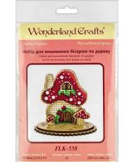 Bead Embroidery Kit On Wood, Mushroom House, LK-558