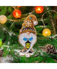 Bead Embroidery Kit Gold Hat Gnome, 501. Fast DIY Kit