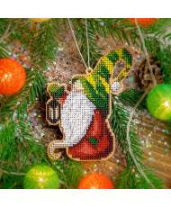 Red Hat Gnome with Latern Bead Embroidery Kit, 502. Fast DIY Kit