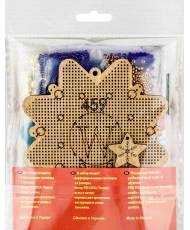 Bead Embroidery Kit on Wood, Blue Star