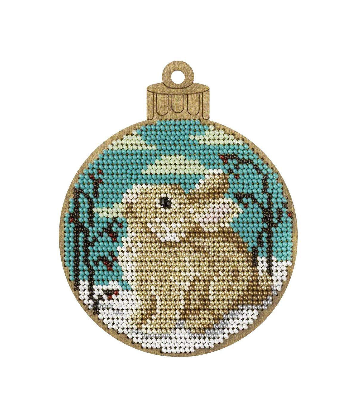 Bead Embroidery Kit on Wood, Small Rabbit, LK-462