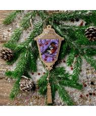 Bead Embroidery Kit on Wood, Lantern with a Bird, LK-451. Fast DIY Kit