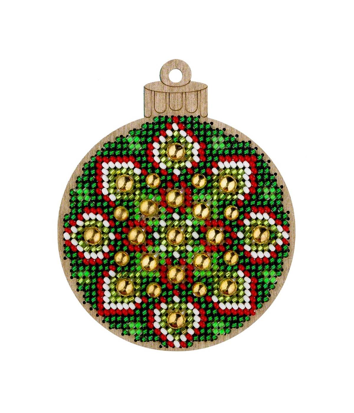 Bead Embroidery Kit on Green Ornament Ball, LK-395