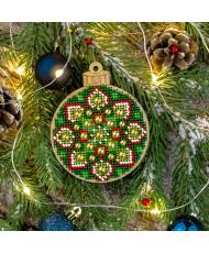 Bead Embroidery Kit on Green Ornament Ball, LK-395