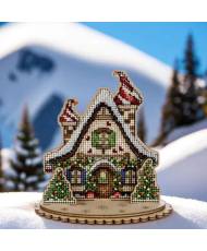 Cross Stitch Kit on plywood - Christmas House , LW-046