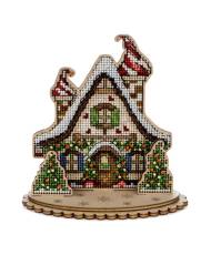 Cross Stitch Kit on plywood - Christmas House , LW-046