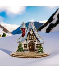 Cross Stitch Kit on plywood - Small Winter House , LW-047