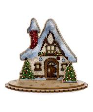 Cross Stitch Kit on plywood - Small Winter House , LW-047