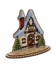 Cross Stitch Kit on plywood - Small Winter House , LW-047