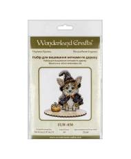 Cross Stitch Embroidery Kit on Wood, Halloween Dog, LW-050 ( thread, needle, plywood base included)