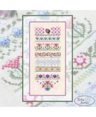 Premium Counted Cross Stitch Kit Sampler Spring Stithes- Tela-Artis X-502, Evenweave Fabric, hand-dyed DMC muline, melange