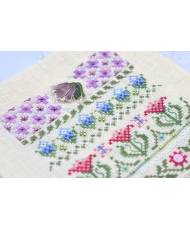 Premium Counted Cross Stitch Kit Sampler Spring Stithes- Tela-Artis X-502, Evenweave Fabric, hand-dyed DMC muline, melange