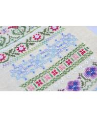 Premium Counted Cross Stitch Kit Sampler Spring Stithes- Tela-Artis X-502, Evenweave Fabric, hand-dyed DMC muline, melange