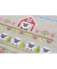 Premium Counted Cross Stitch Kit Sampler Fun Farm Tela-Artis X-504, Evenweave Fabric, hand-dyed DMC muline, melange