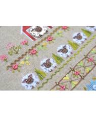 Premium Counted Cross Stitch Kit Sampler Fun Farm Tela-Artis X-504, Evenweave Fabric, hand-dyed DMC muline, melange