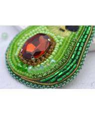 Beaded brooch kit -Cool avocado, Tela Artis. Bead Embroidery, Needlework beading kit.