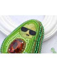 Beaded brooch kit -Cool avocado, Tela Artis. Bead Embroidery, Needlework beading kit.